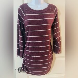 Market & Spruce Maternity Burgundy Striped Top